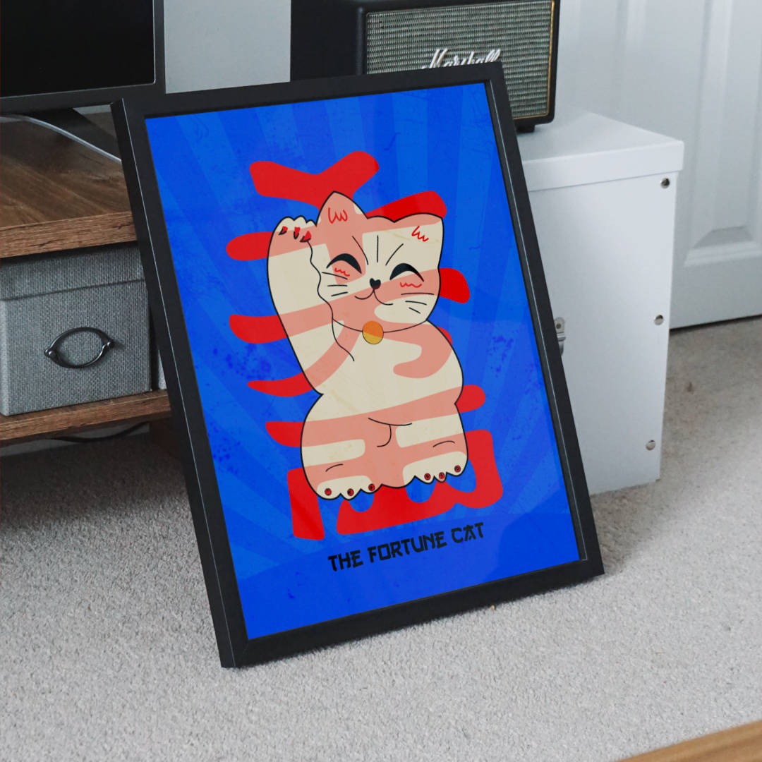 japanese fortune cat poster print 