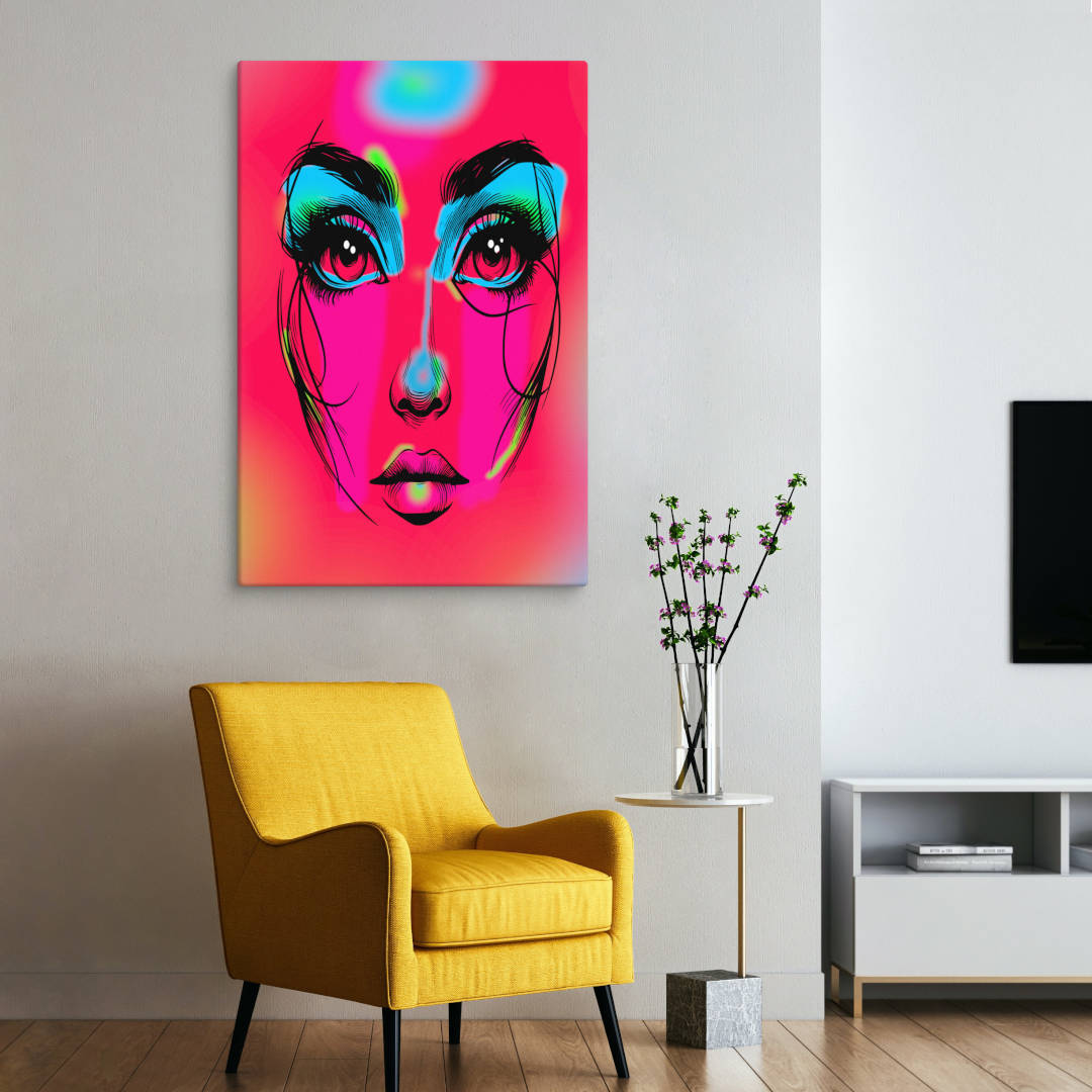 neon style vibrant canvas print in extra large 