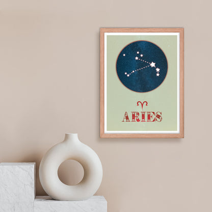 Aries zodiac star sign framed wall art print 