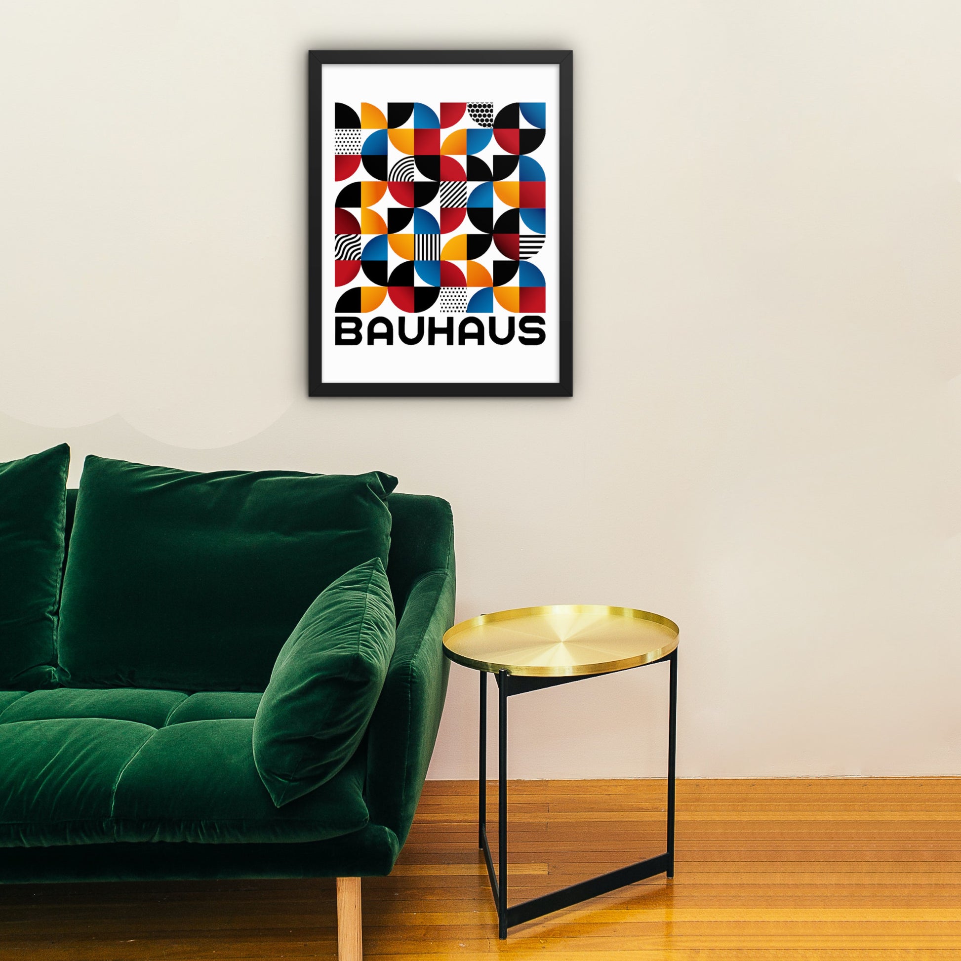 bauhaus black framed wall art on wall 