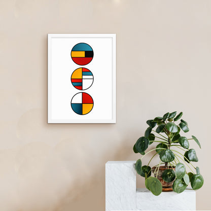 bauhaus white framed wall art on wall 
