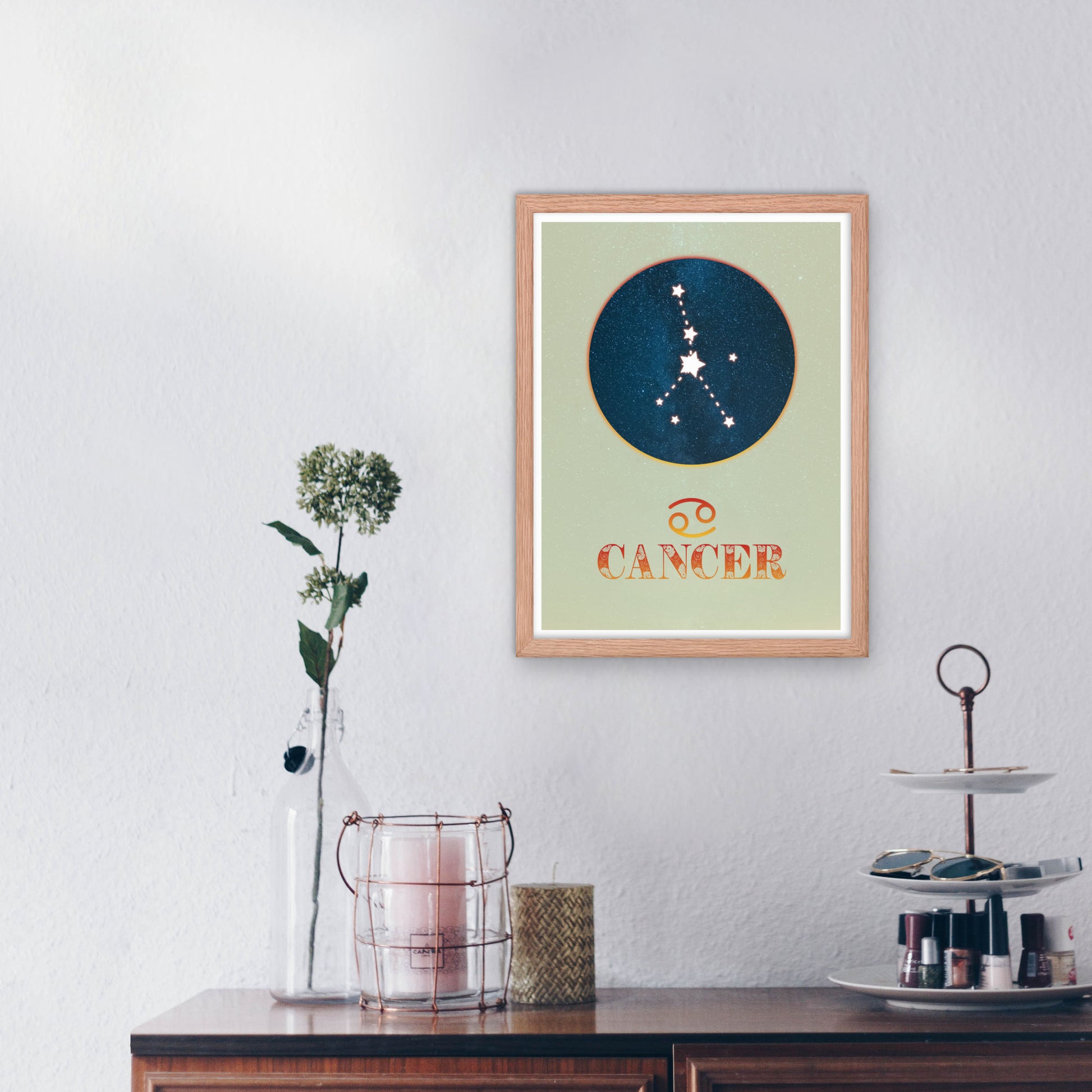 Cancer star sign zodiac framed wall art print 