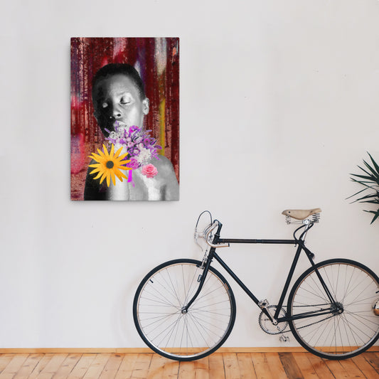Floral deep mist canvas print on wall