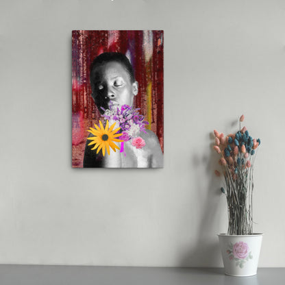 floral deep mist canvas print on wall 