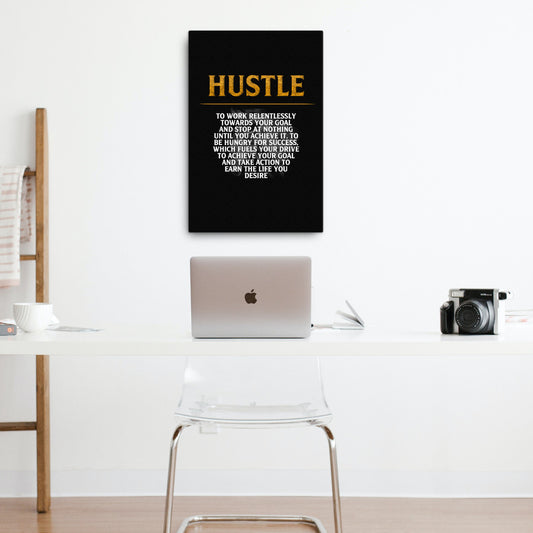 motivational canvas of the definition of hustle 