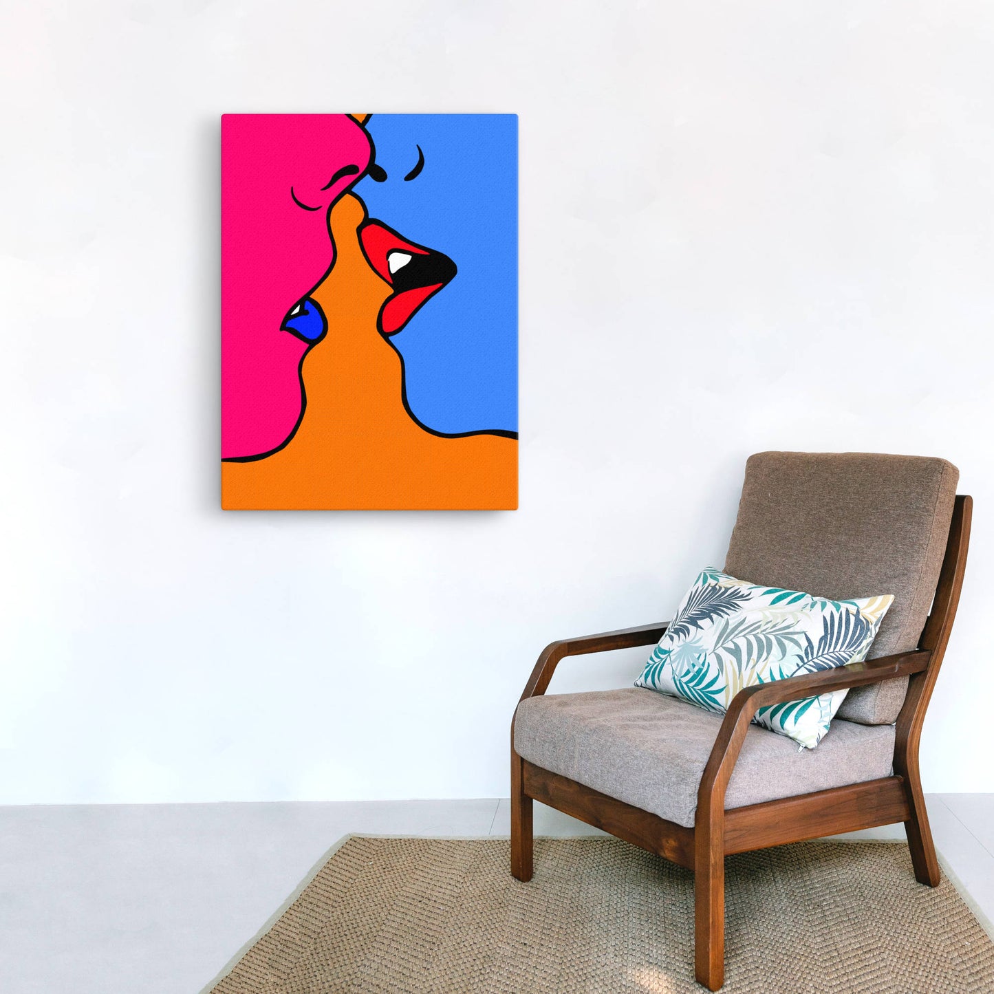 kissing heads canvas abstract print