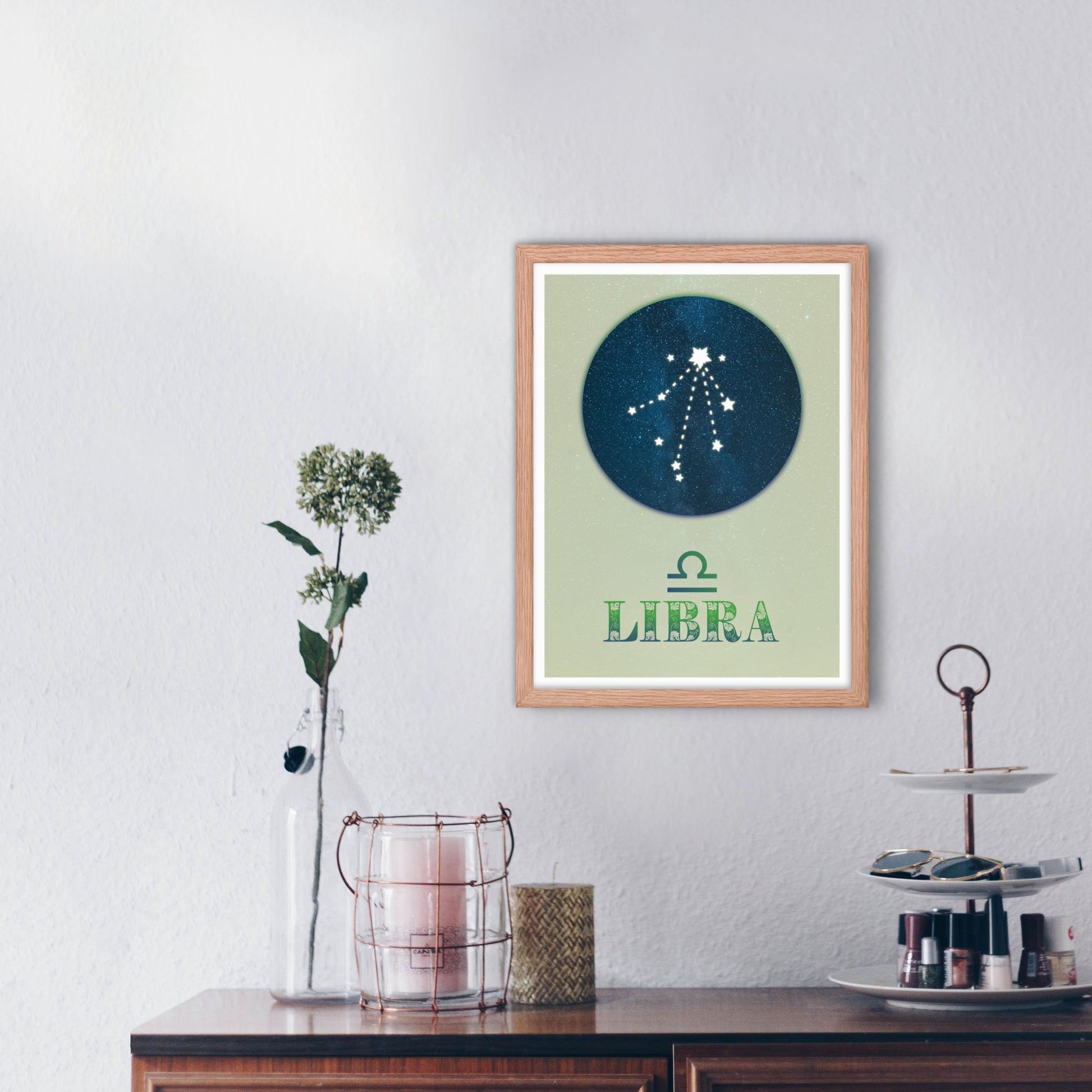 libra star sign zodiac framed wall art print 