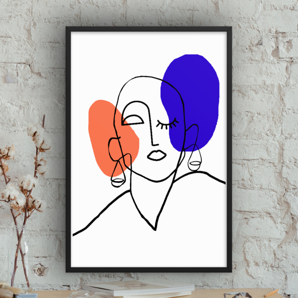 Abstract lined face framed