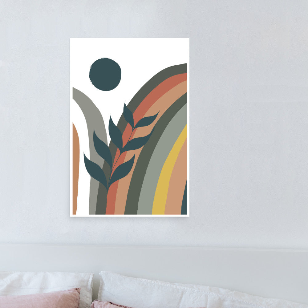 abstract nature illustration on bedroom wall