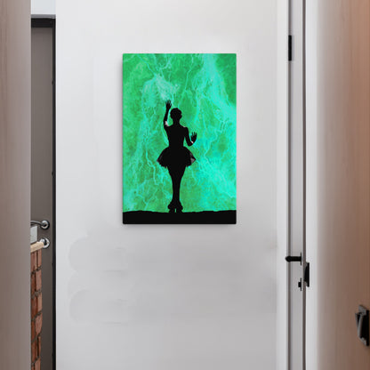 ballerina green canvas wall art print 