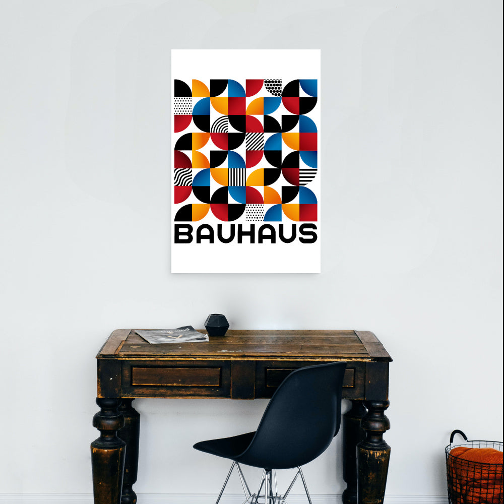 bauhaud poster on living room wall