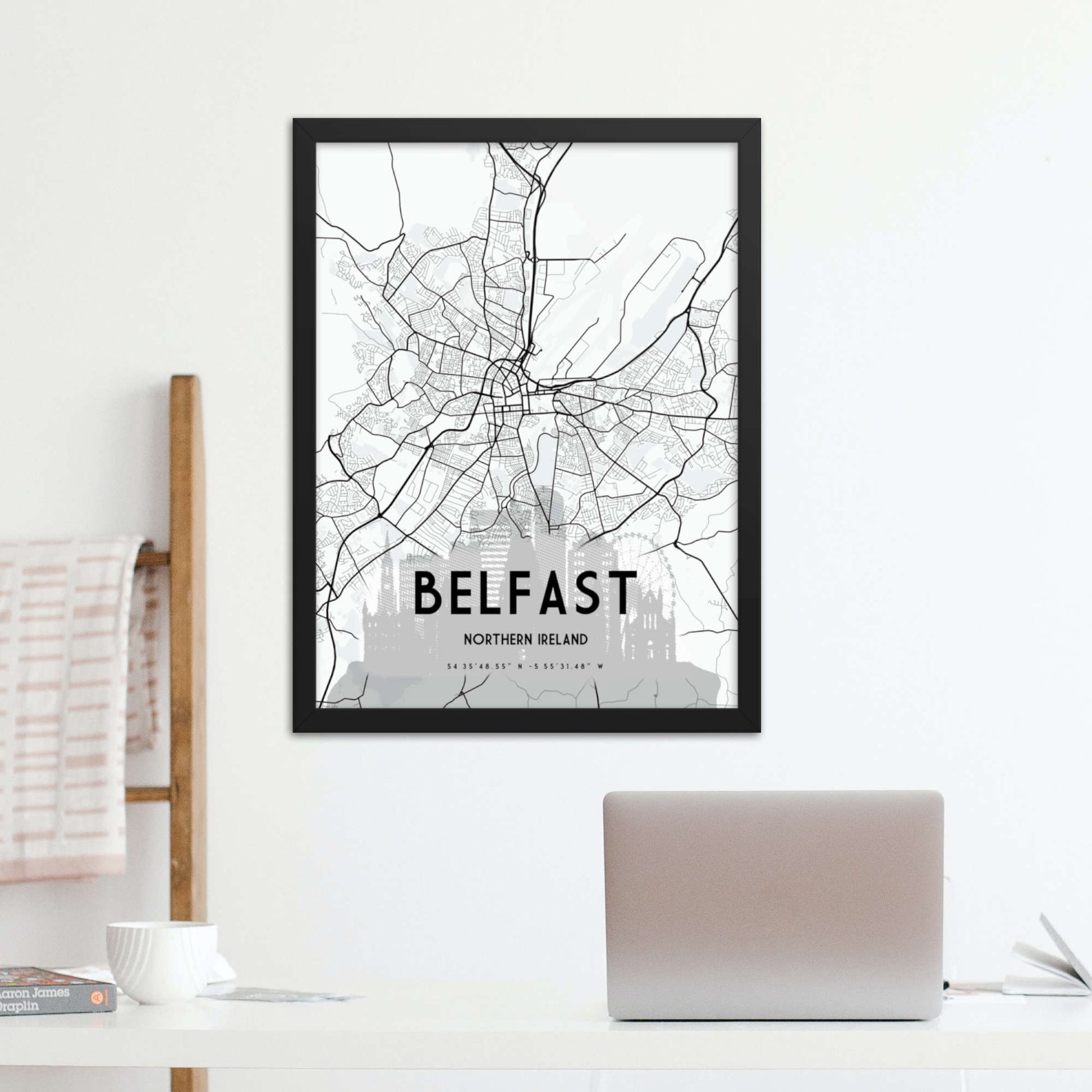 Framed map of Belfast, Northern Ireland