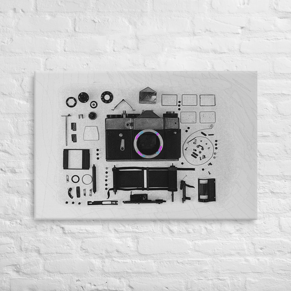 mock-up of camera assemble canvas print 