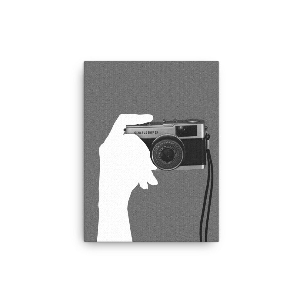 Holding Camera Mono Canvas Print