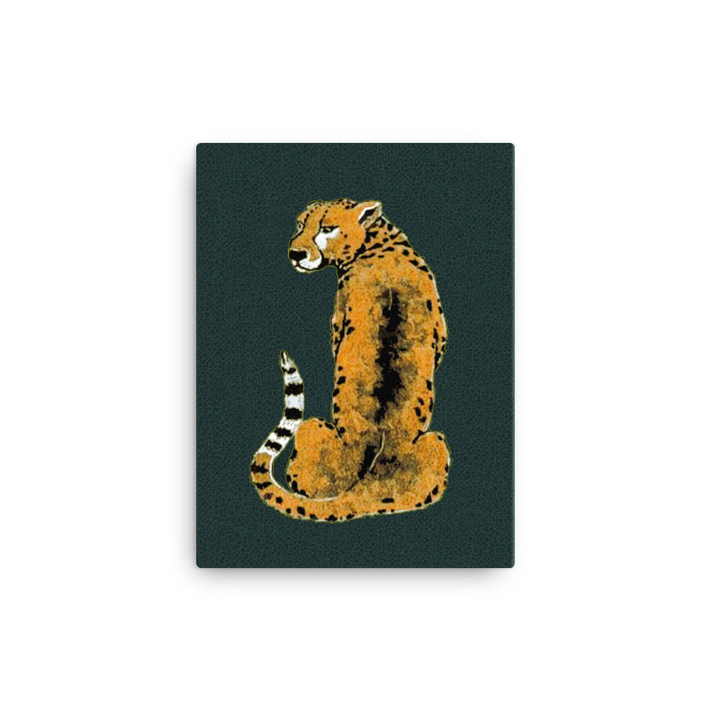 Vintage Tiger on Green Canvas Print