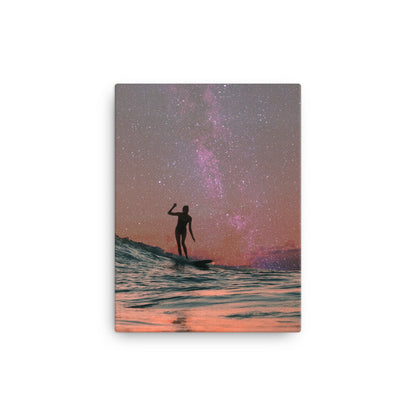Surfing in Sunset Canvas Print