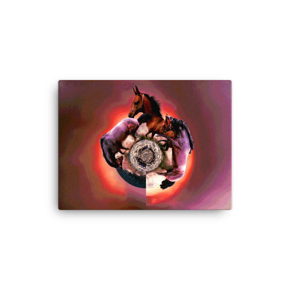 Horses Little Planet Canvas Print