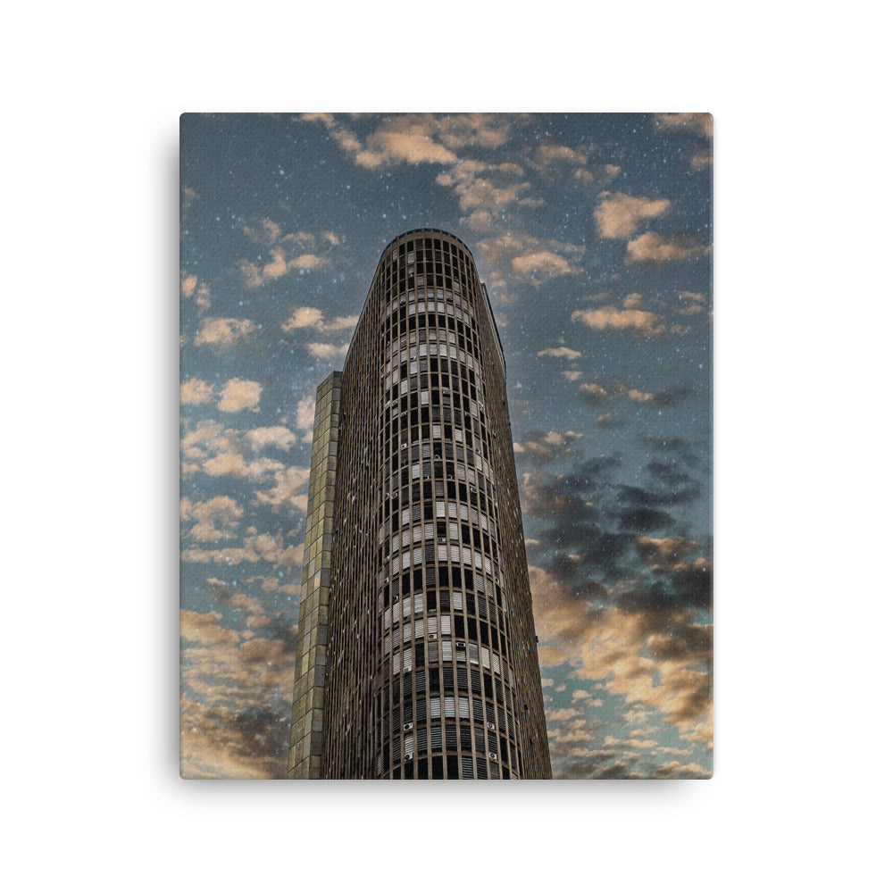 Building with Galaxy Sky Canvas Print