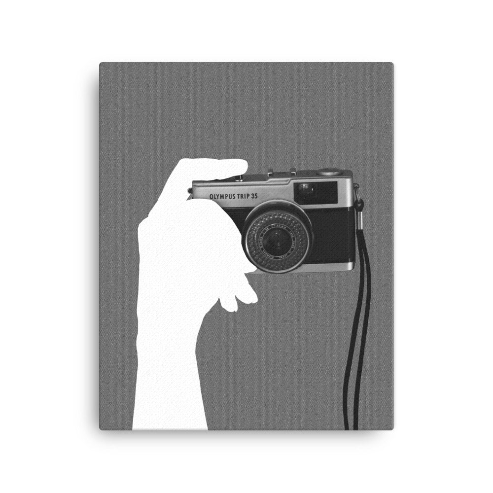 Holding Camera Mono Canvas Print