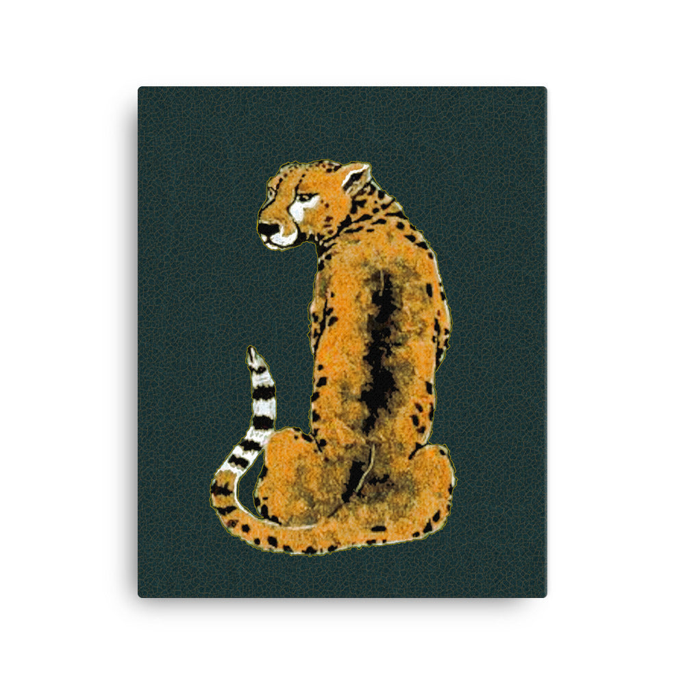 Vintage Tiger on Green Canvas Print