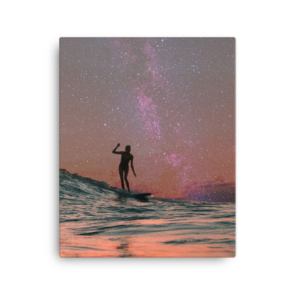 Surfing in Sunset Canvas Print