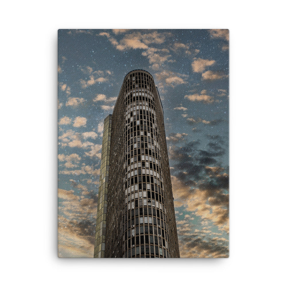 Building with Galaxy Sky Canvas Print