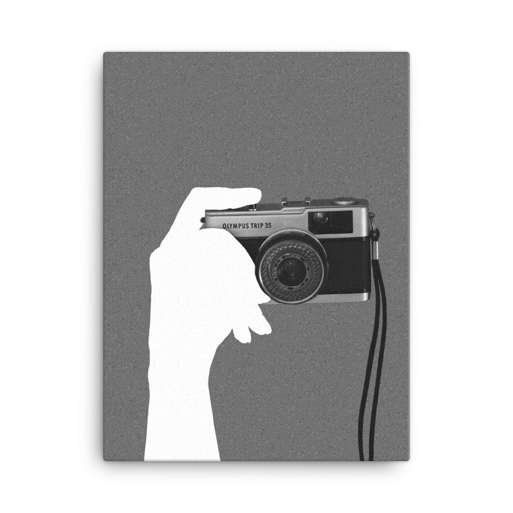 Holding Camera Mono Canvas Print