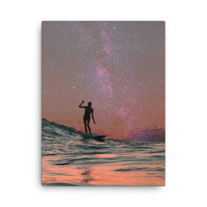 Surfing in Sunset Canvas Print