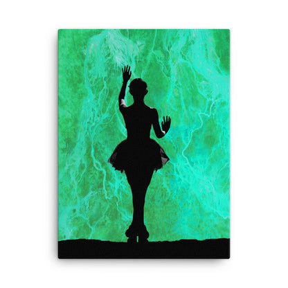 Ballerina with Green Illumination Canvas Print