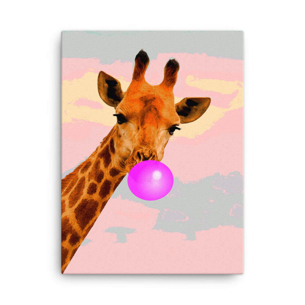 Bubble Gum Giraffe Canvas Print