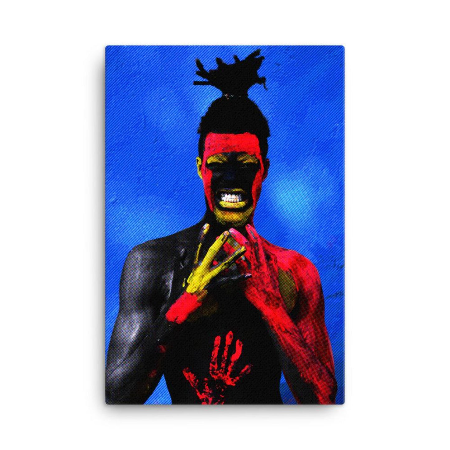 Painted tribal man wall art canvas print