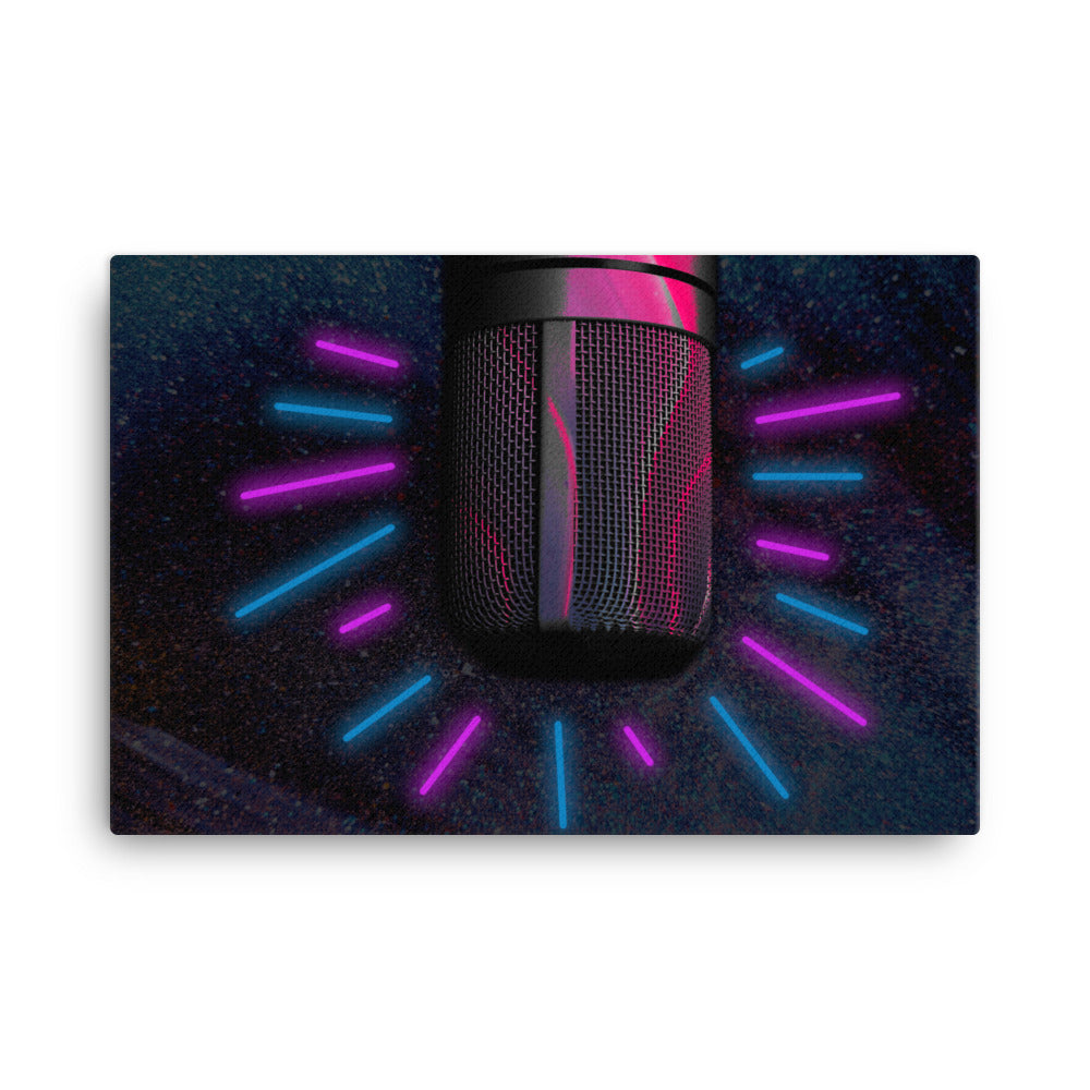 Neon Hot Mic Canvas Print