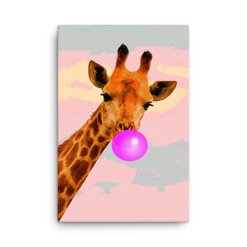 Bubble Gum Giraffe Canvas Print