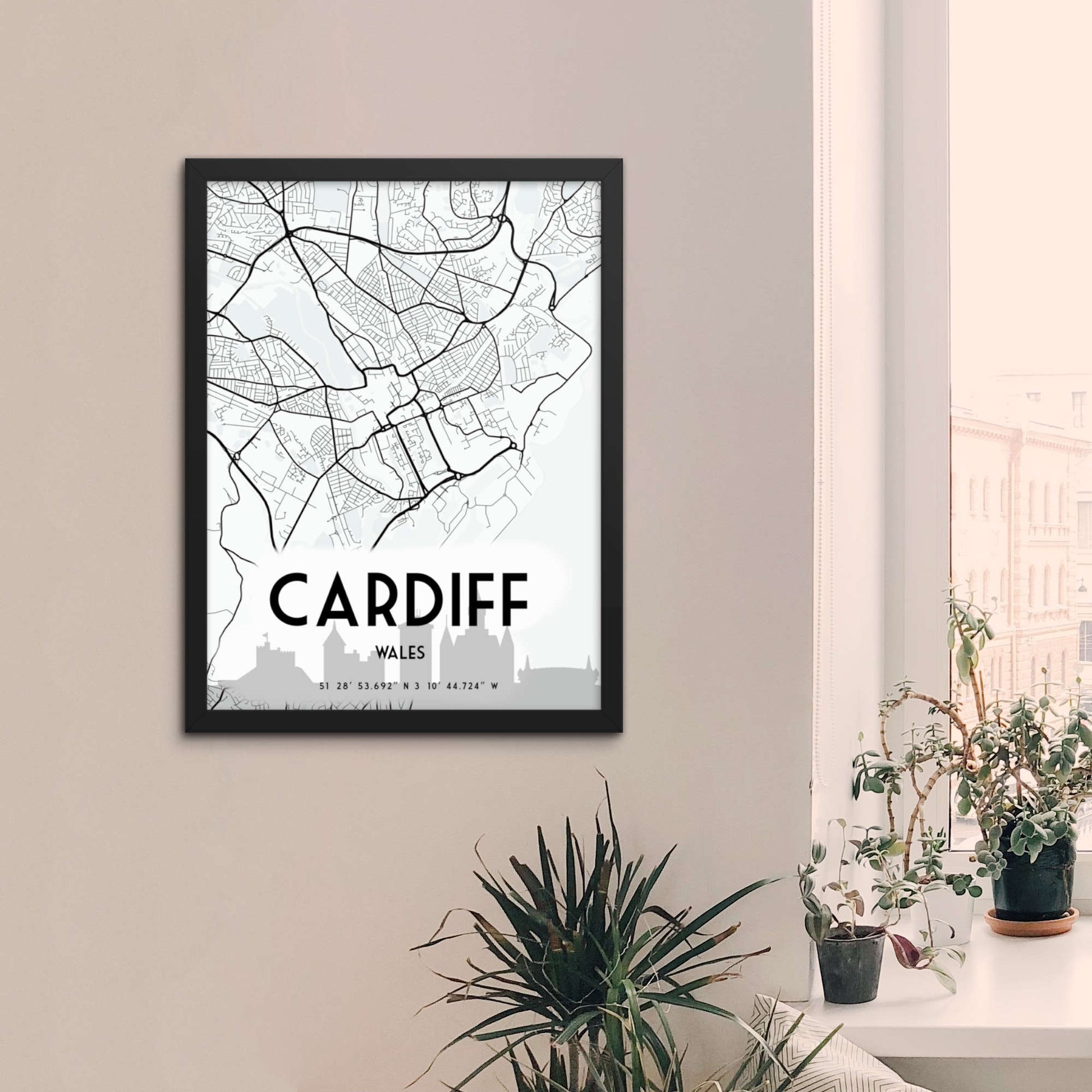 city of cardiff framed poster print 