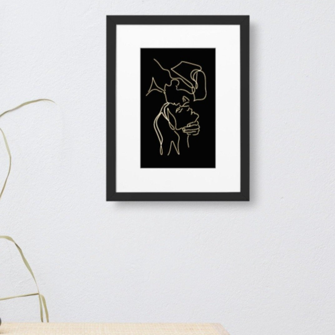 Caressing Heads Framed Print