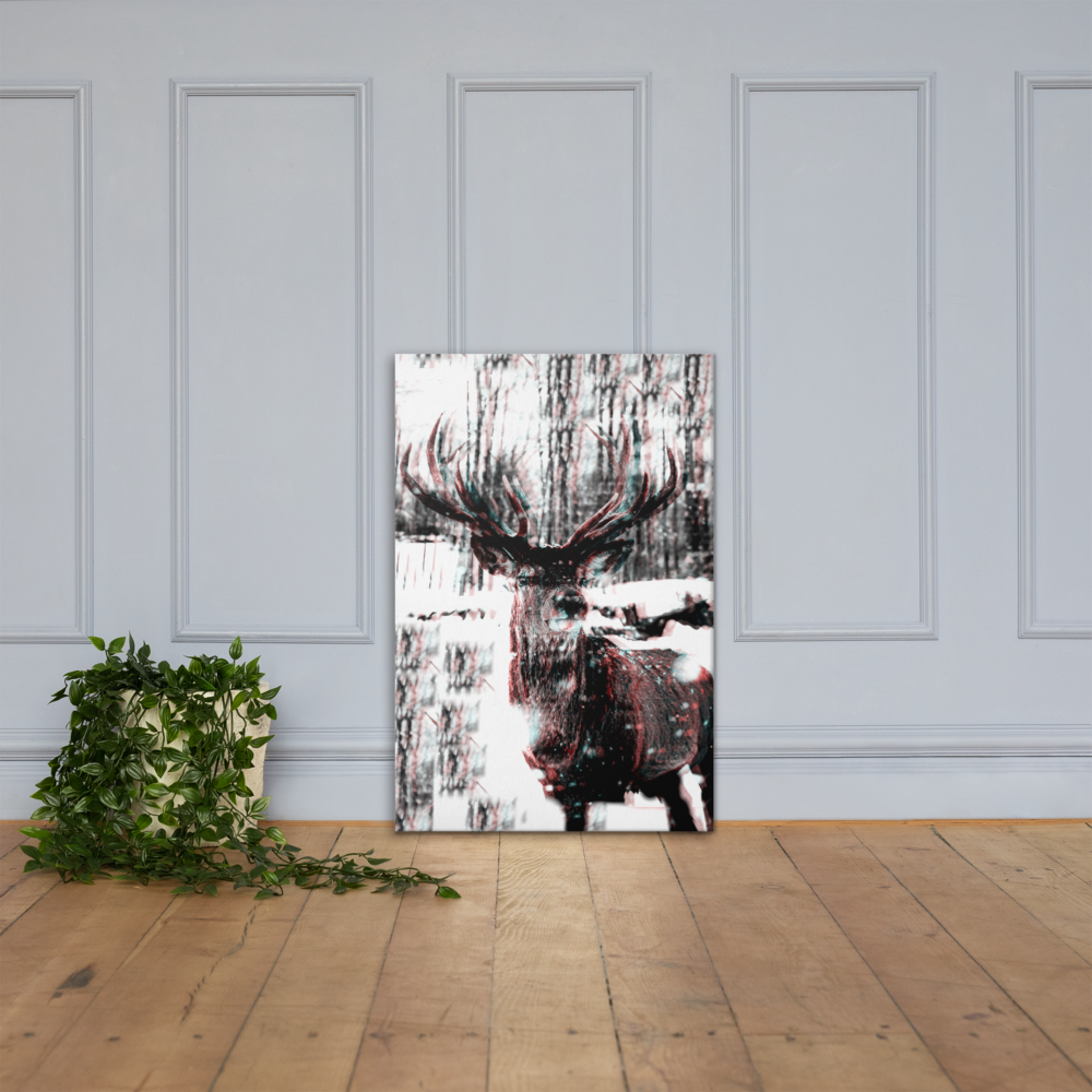 mock-up of distorted deer canvas print 