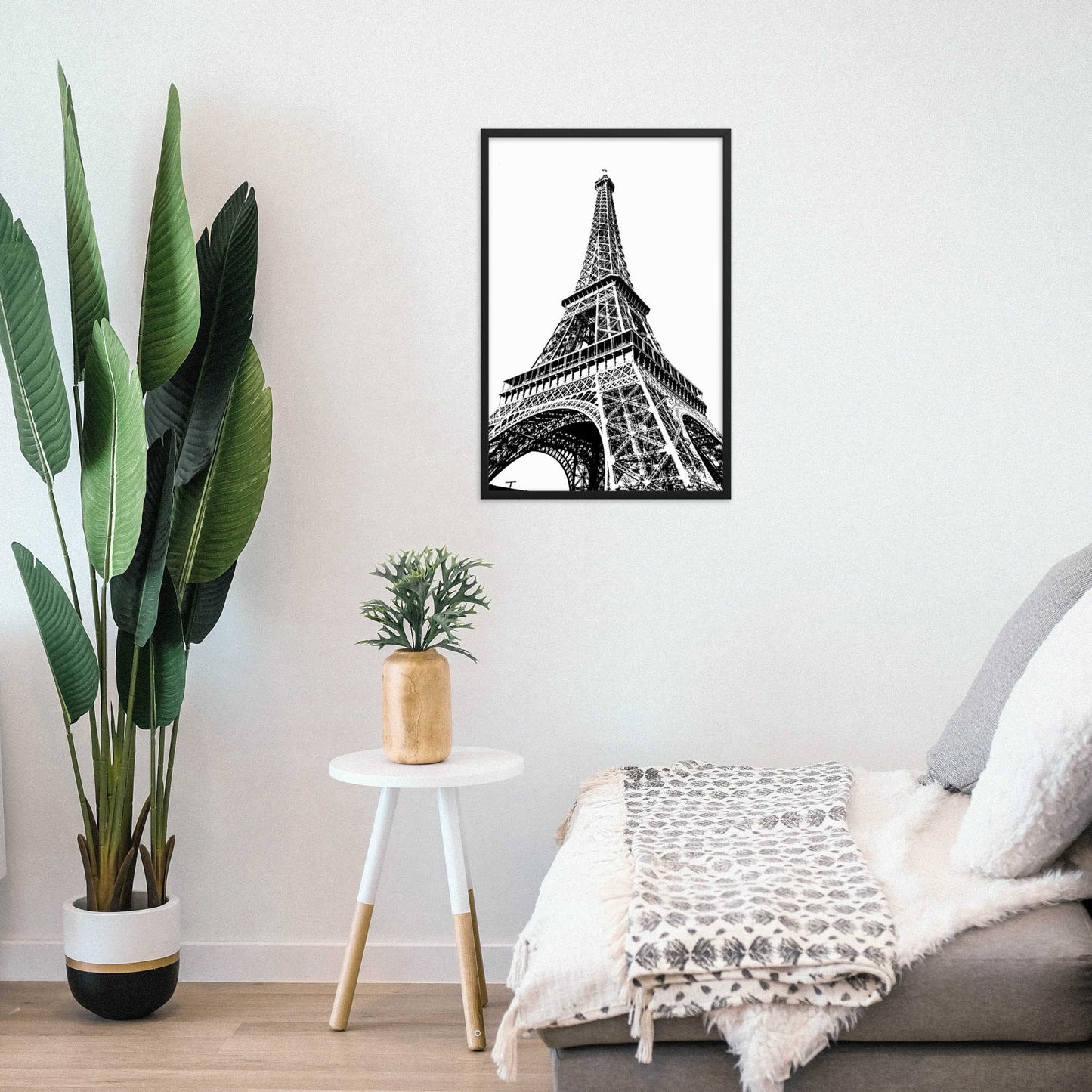 paris eiffel tower black and white framed wall art 