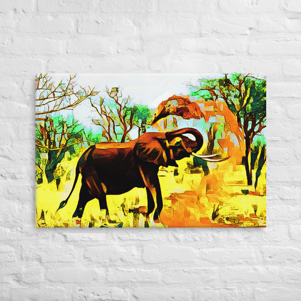 mock-up of artistic elephant edit canvas print 