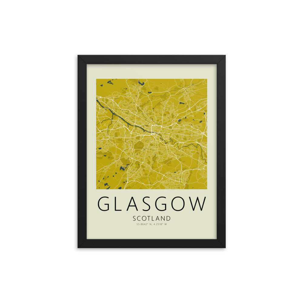 Glasgow Map Framed Print