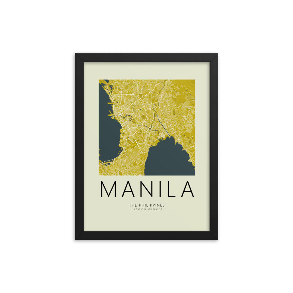 Manila Map Framed Print