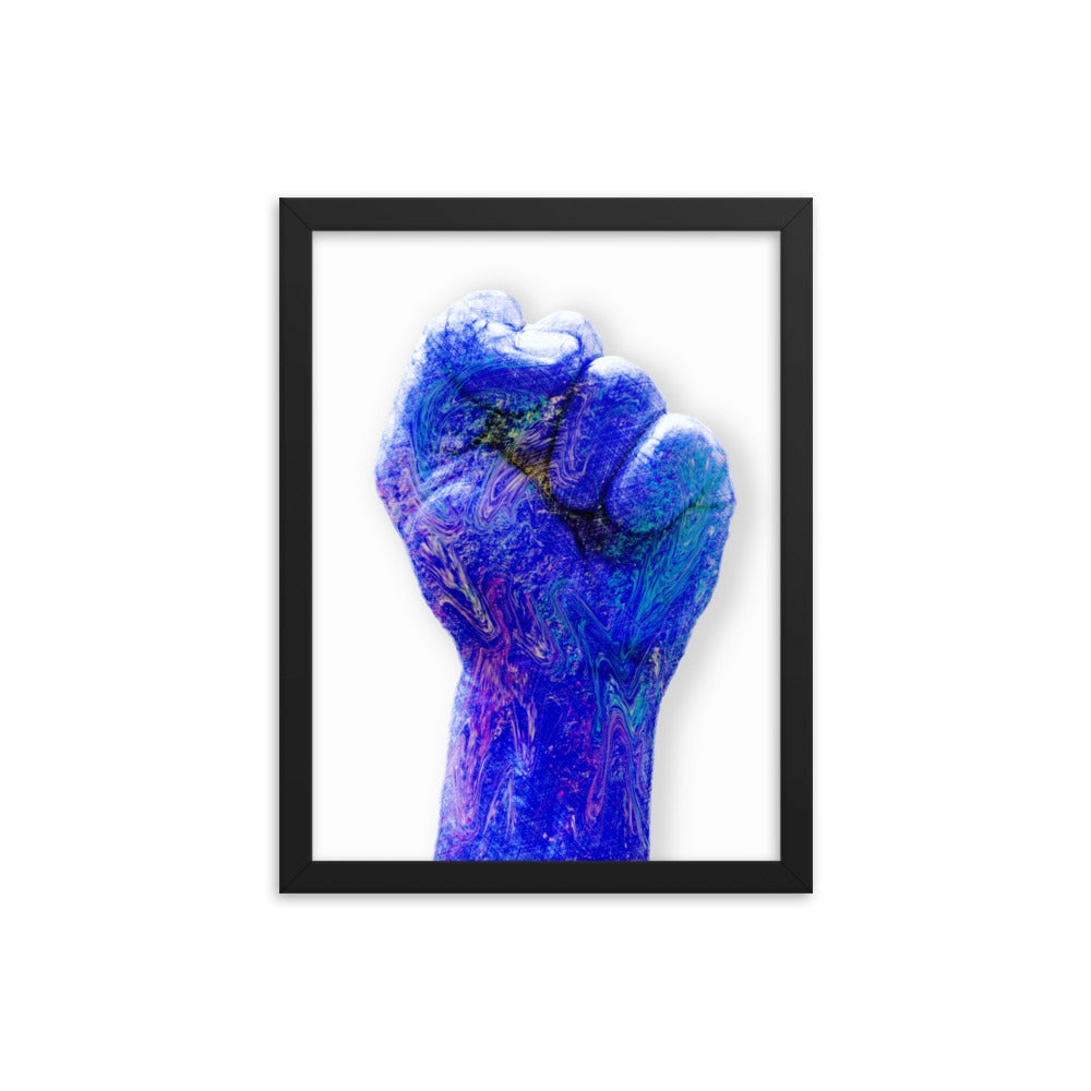 Blue Raised Fist Framed Print