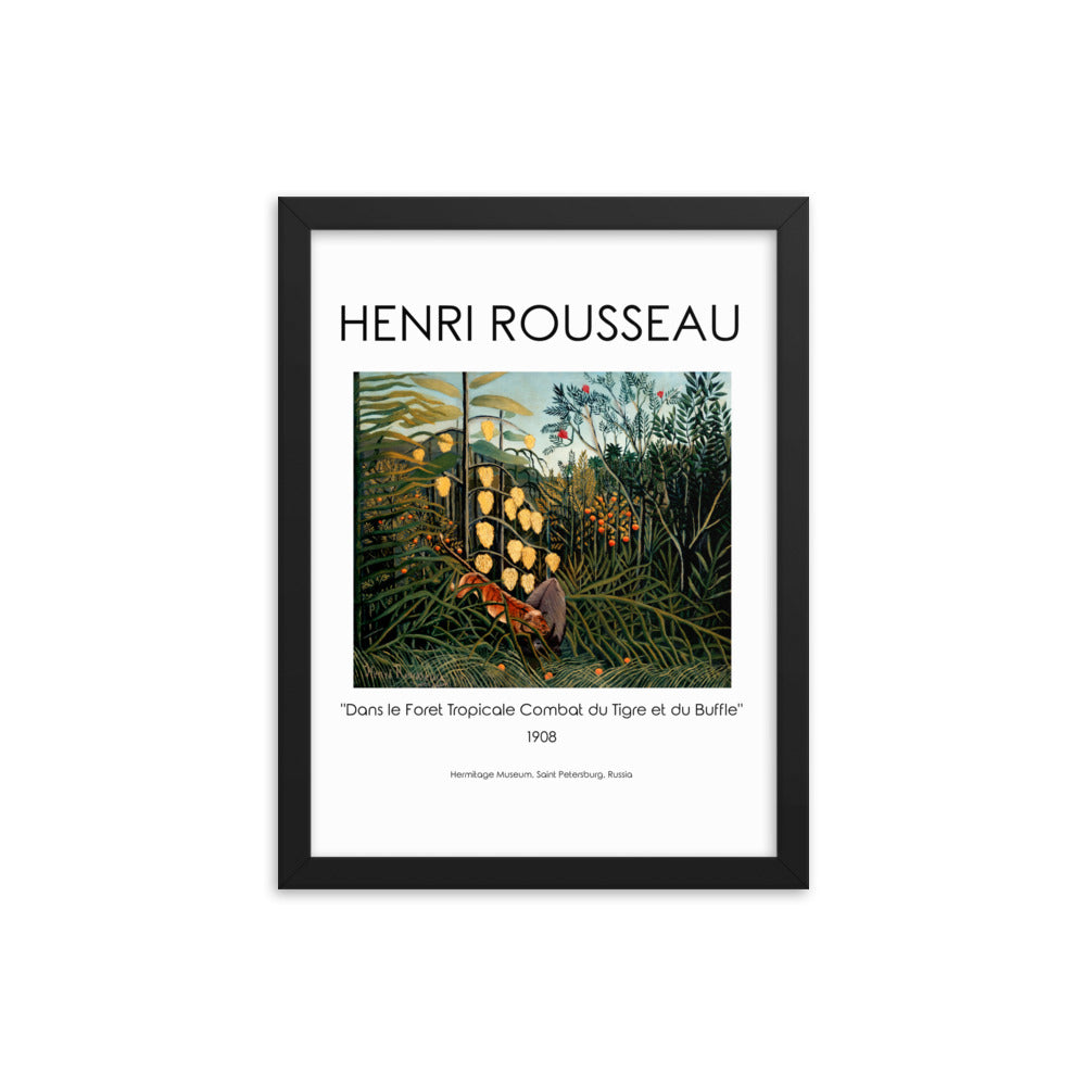 Henri Rousseau - Tropical Forest: Battling Tiger and Buffalo Framed Print