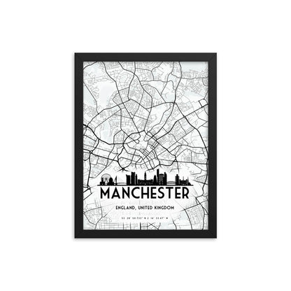 Manchester Map Framed Print