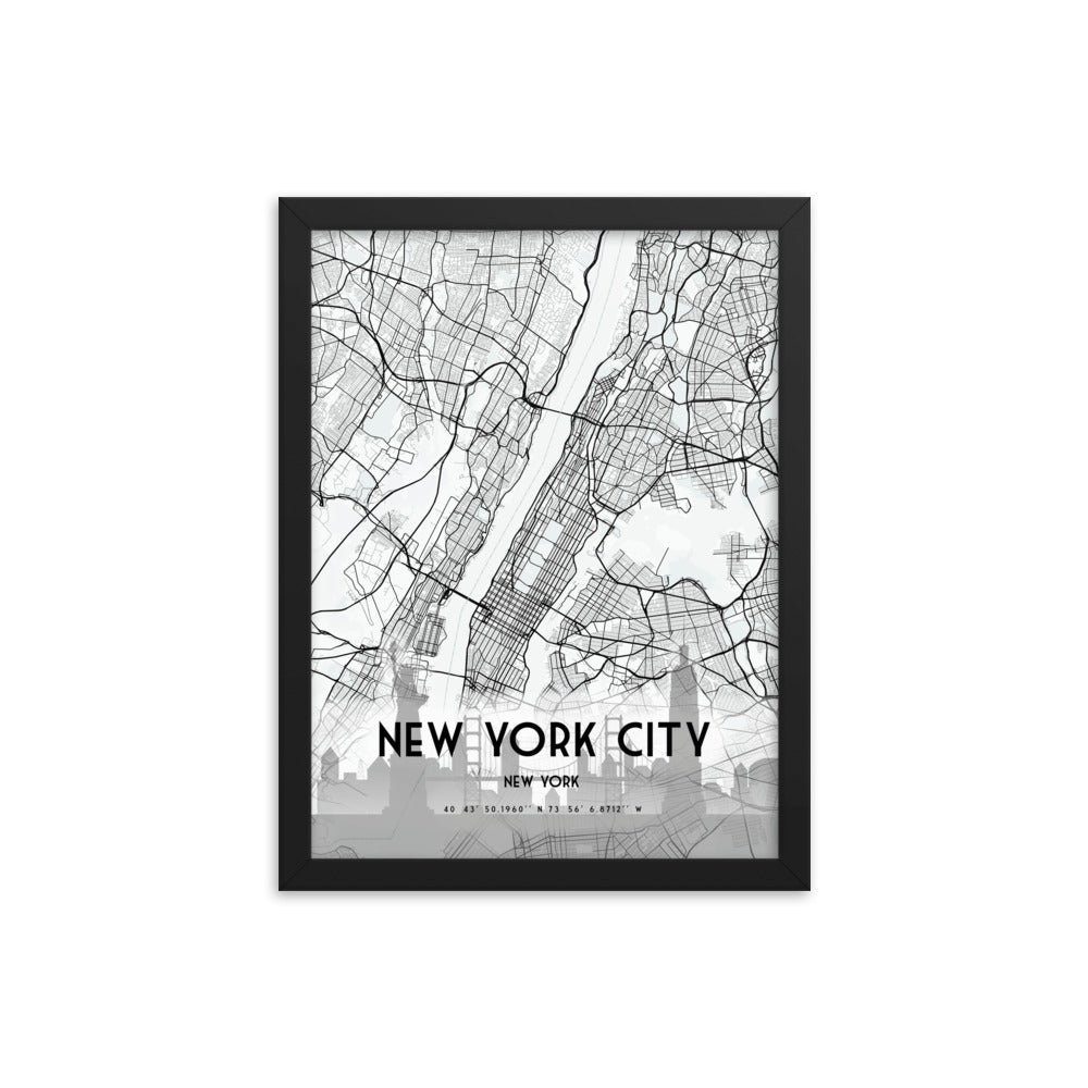 New York City Map Framed Print