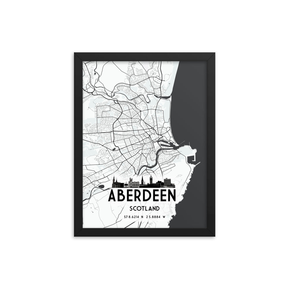 Aberdeen Map Framed Print