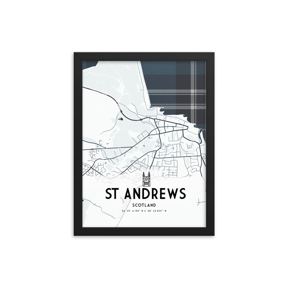 St Andrews Map Framed Print