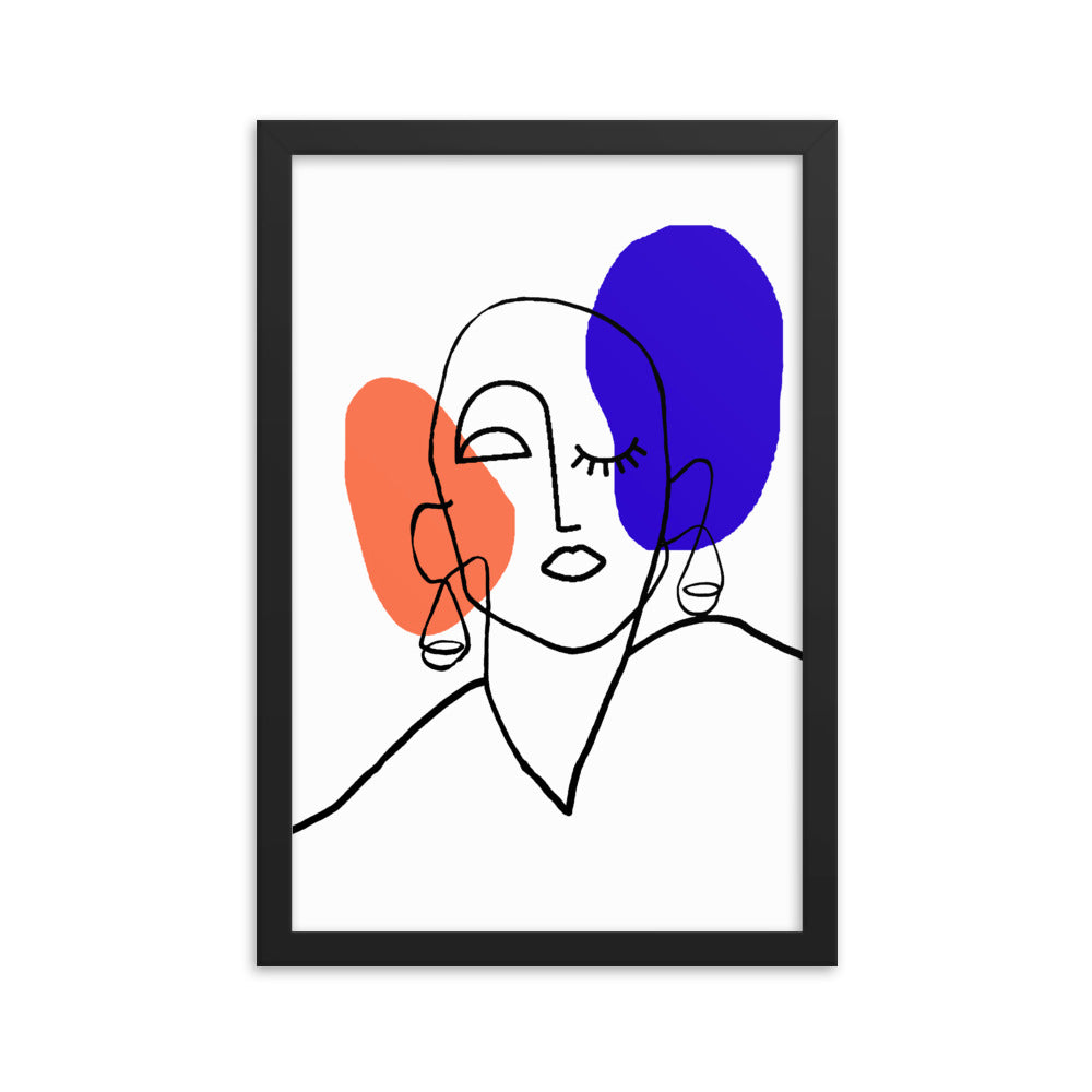 Abstract Lined Face Framed Print