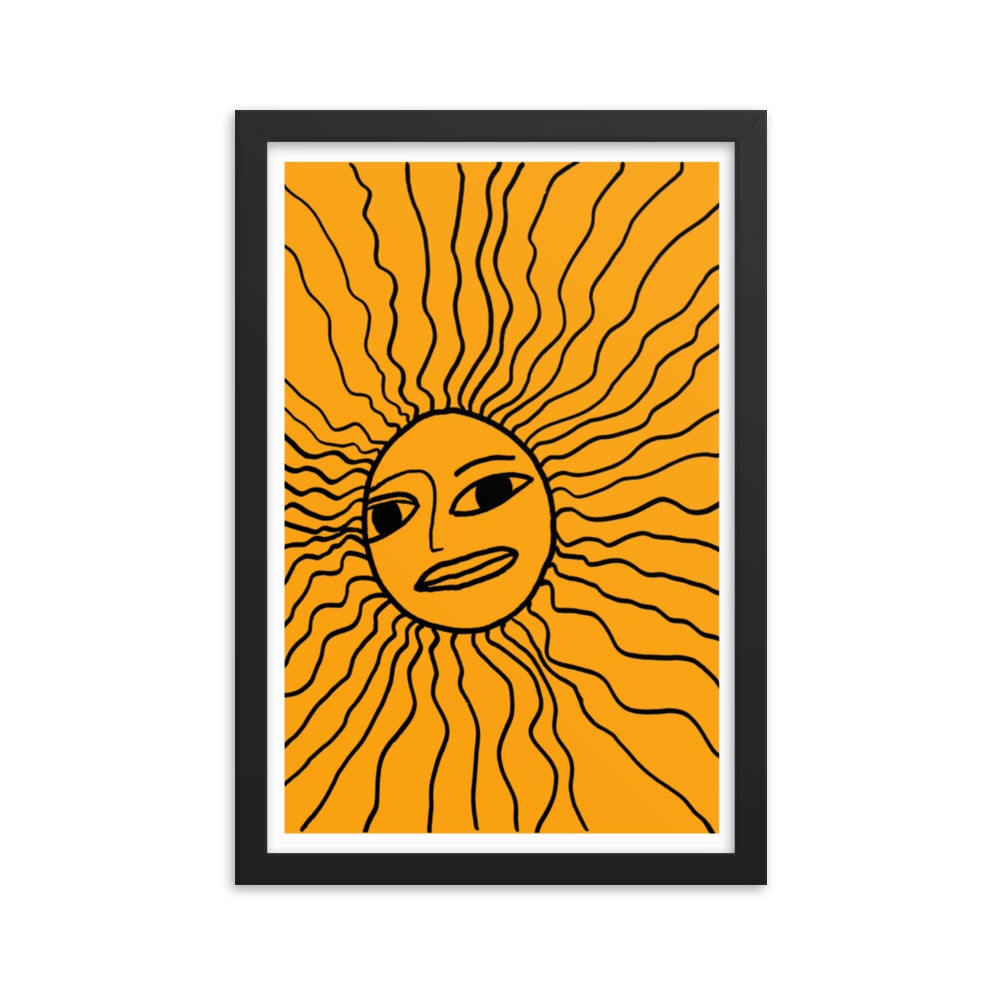 Abstract Doodled Sun Framed Print