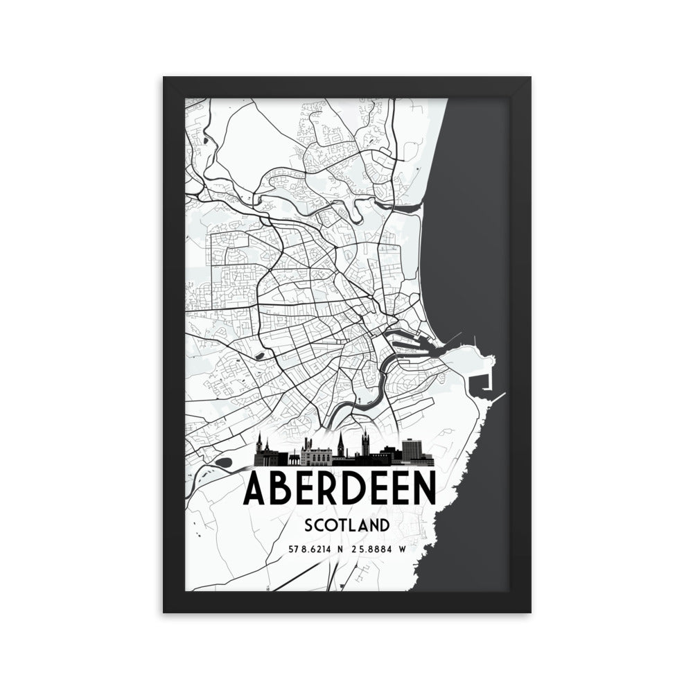 Aberdeen Map Framed Print