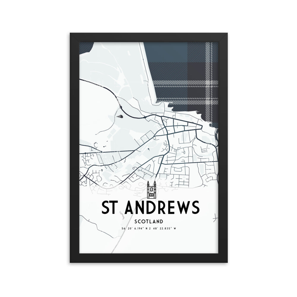 St Andrews Map Framed Print